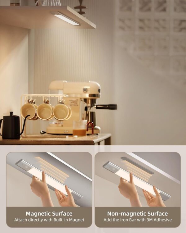 Motion Sensor Cabinet Light,48LED Detachable Battery Powered Operated Dimmable Closet Lights, Rechargeable Wireless Under Counter Lighting,Night Light for Stairway,Kitchen,Wardrobe,Cupboard