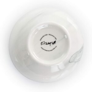 Elama Fine Round Gloss Dinnerware Dish Set, 16 Piece, Black and White Marble