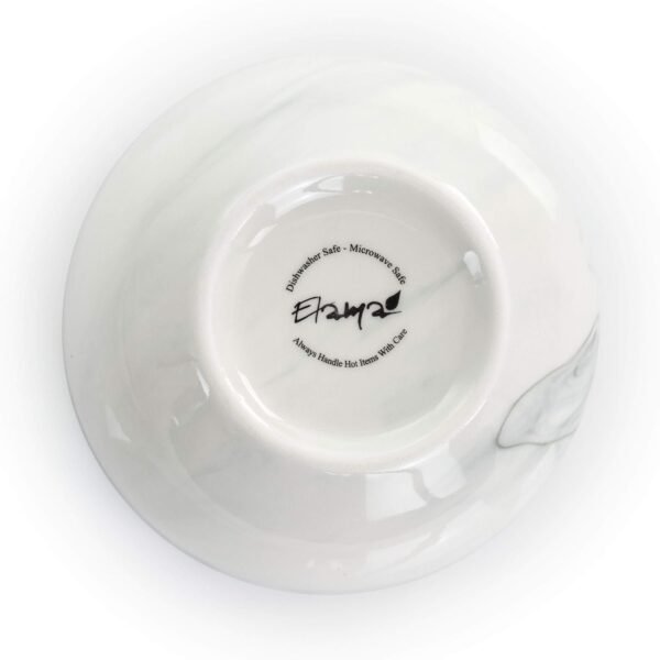 Elama Fine Round Gloss Dinnerware Dish Set, 16 Piece, Black and White Marble