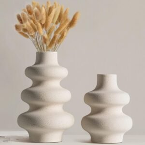 71JPddiI4NL._AC_SL1500.jpg White Ceramic Vase -Set of 3 Boho for Modern Home Decor,Nordic Minimalism Decor Office Entryway Living Room Centerpiece Table Decorations Vases