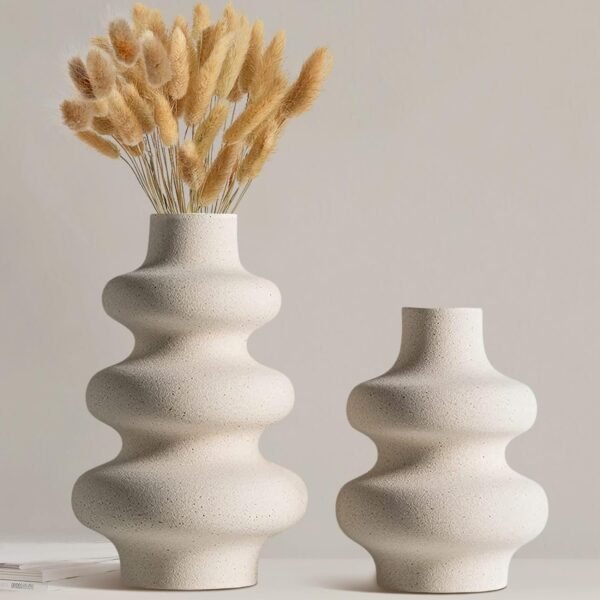 71JPddiI4NL._AC_SL1500.jpg White Ceramic Vase -Set of 3 Boho for Modern Home Decor,Nordic Minimalism Decor Office Entryway Living Room Centerpiece Table Decorations Vases