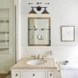 Alynzee 2 Light Bathroom Vanity Light Fixtures,Farmhouse Wall Sconce Matte Black Finish Industrial Bathroom Vanity Lighting for Bathroom Kitchen Living Room Workshop Cafe