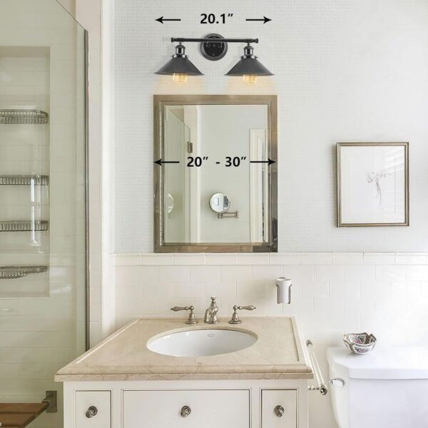 Alynzee 2 Light Bathroom Vanity Light Fixtures,Farmhouse Wall Sconce Matte Black Finish Industrial Bathroom Vanity Lighting for Bathroom Kitchen Living Room Workshop Cafe