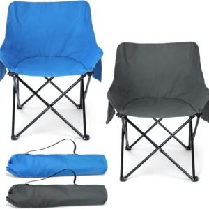 HaSteeL Camping Chair for Adults, Compact Folding Portable Chairs Set with Side Pockets for Outdoors Fishing, Hiking, Backpacking, Picnic, Beach, Travel, Supports to 250lbs, & Storage Bags (Black)