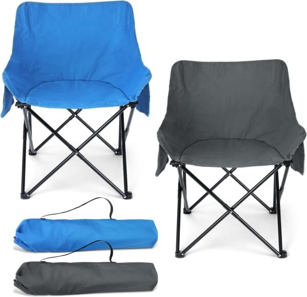 HaSteeL Camping Chair for Adults, Compact Folding Portable Chairs Set with Side Pockets for Outdoors Fishing, Hiking, Backpacking, Picnic, Beach, Travel, Supports to 250lbs, & Storage Bags (Black)