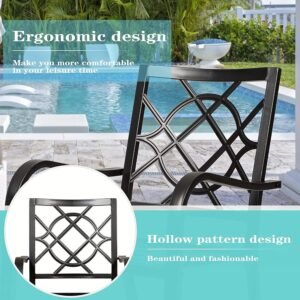 71Kk_N8O4MS._AC_SL1500.jpg 2 Pieces Outdoor Dining Chairs, Patio Bistro Wrought Iron Stackable Chairs with Armrest for Garden, Porch, Backyard, Black - Supports 250 lbs