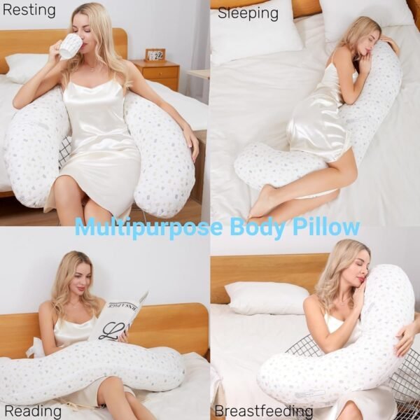 Full Body Pillow for Side Sleeper,60"*22"*11" Swan Body Pillow with Skin-Friendly Pillowcase,Ergonomic Pregnancy Body Pillow for Head,Belly,Back,Legs and HIPS Relief