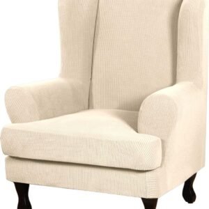 H.VERSAILTEX High Stretch Jacquard 2 Pieces Sofa Cover Couch Cover Furniture Sofa Slip Covers for Living Room, Polyester Spandex Jacquard Fabric Suit for T Cushion/Box Cushion (Sofa 72"-88", Navy)