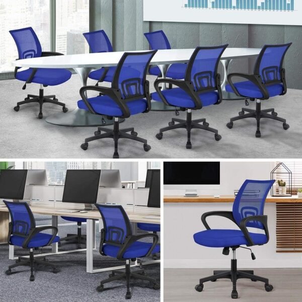 71MTcB3iusL._AC_SL1000.jpg Yaheetech Office Computer Desk Chair Swivel Rolling, Cute Task Chair Ergonomic Conference Room, Mesh Work Study Chair Basic Comfy Desktop Chair with Wheels Arms, Blue