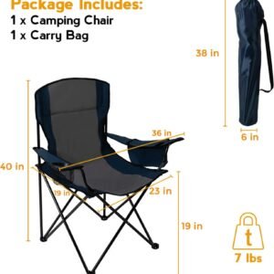 71MpifjVwfL._AC_SL1500.jpg Quad Camp Chair w/ Built-In Cooler and Cup Holder, Includes Carry Bag - Navy/Gray