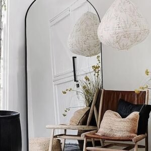 Floor Mirror, 58"×18" Arched Full Length Mirror with Stand, Standing Mirror, Full Body Mirror, Large Mirror, Arched Wall Mirror, Freestanding, Aluminum Frame - Gold