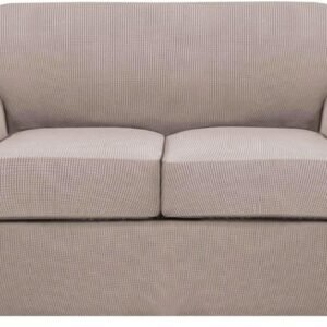 71O9sTsoT6L._AC_SL1500.jpg H.VERSAILTEX 3 Piece Stretch Sofa Covers for 2 Cushion Sofa Couch Covers for Living Room Furniture Cover (Base Cover Plus 2 Seat Cushion Covers) Thicker Jacquard Fabric(Large Sofa, Grey)