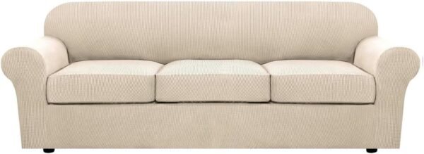 71Pwhlv1PCL._AC_SL1500.jpg H.VERSAILTEX 3 Piece Stretch Sofa Covers for 2 Cushion Sofa Couch Covers for Living Room Furniture Cover (Base Cover Plus 2 Seat Cushion Covers) Thicker Jacquard Fabric(Large Sofa, Grey)