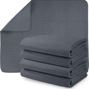 Utopia Bedding Waterproof Incontinence Bed Pads 34 x 52 Inches (Pack of 4, Blue), Washable and Reusable Underpads for Adults, Elderly and Pets, Absorbent Protective Pads