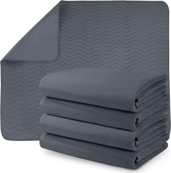 Utopia Bedding Waterproof Incontinence Bed Pads 34 x 52 Inches (Pack of 4, Blue), Washable and Reusable Underpads for Adults, Elderly and Pets, Absorbent Protective Pads