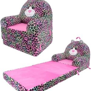 71R2TocYyJL._AC_SL1500.jpg Soft Landing Elite Premium Character Sofa Seat & Transformable Fold-Out Lounger with Carrying Handle – Leopard
