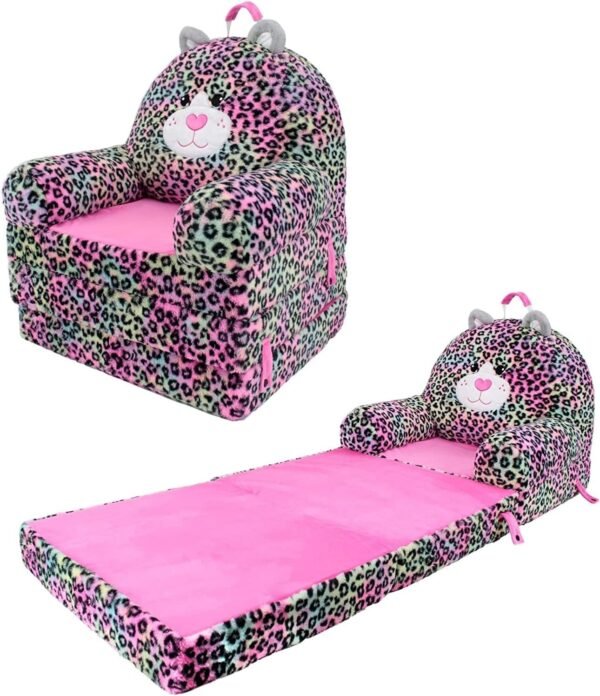 71R2TocYyJL._AC_SL1500.jpg Soft Landing Elite Premium Character Sofa Seat & Transformable Fold-Out Lounger with Carrying Handle – Leopard