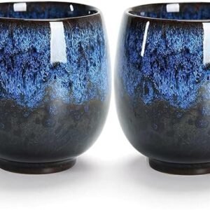 Jianzhan Ceramic Teacup, Kung Fu Tea Set, Coffee cup，Yerba Mate Set - Ceramic Mate CupSet of 4 (green)