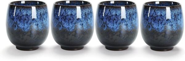 Jianzhan Ceramic Teacup, Kung Fu Tea Set, Coffee cup，Yerba Mate Set - Ceramic Mate CupSet of 4 (green)