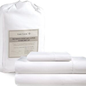 LANE LINEN Queen Sheet Set, 4 Pc Queen Size Sheets Set, 450 Thread Count 100% Cotton Sheets, Cooling Sheets Queen Size, Soft and Breathable Bed Sheets Queen, Deep Pocket Queen Sheets - Ivory