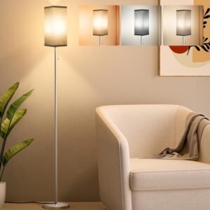71Vy1IYkChL._AC_SL1500.jpg Tall Floor Lamp with Linen Shade - 3 Color Temperature, Black, LED Bulbs, Pull Chain Switch, Easy Assembly