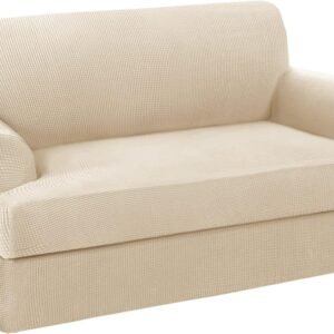 H.VERSAILTEX High Stretch Jacquard 2 Pieces Sofa Cover Couch Cover Furniture Sofa Slip Covers for Living Room, Polyester Spandex Jacquard Fabric Suit for T Cushion/Box Cushion (Sofa 72"-88", Navy)