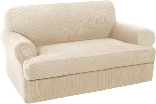 H.VERSAILTEX High Stretch Jacquard 2 Pieces Sofa Cover Couch Cover Furniture Sofa Slip Covers for Living Room, Polyester Spandex Jacquard Fabric Suit for T Cushion/Box Cushion (Sofa 72"-88", Navy)