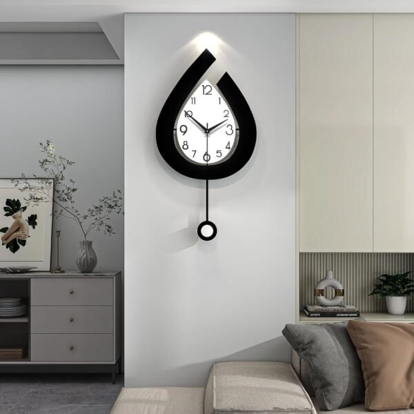 71WlcazQTPL._AC_SL1500.jpg Decorative Wall Clock for Living Room Decor Large Modern Wall Clocks with Pendulum Battery Operated for Bedroom Office Kitchen Home Black Wood Silent Wall Clock Non Ticking 11.8 * 19.7"
