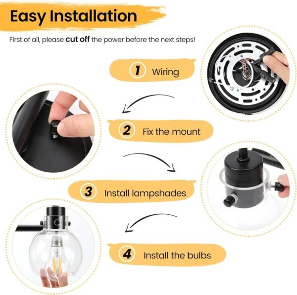 71WrbT96JxL._AC_SL1500.jpg Bathroom Light Fixtures, Black 3 Lights Vanity Light, Farmhouse Wall Sconces with Globe Glass Shade, Porch Wall Mount Lamp for Mirror, Kitchen, Porch Living Room Workshop (E26 Base)