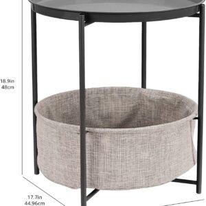71YQhG2XIEL._AC_SL1500.jpg Amazon Basics Round Storage End Table, Side Table with Cloth Basket, Charcoal/Heather Gray, 17.7 x 17.7 x 18.9 in