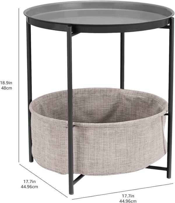 71YQhG2XIEL._AC_SL1500.jpg Amazon Basics Round Storage End Table, Side Table with Cloth Basket, Charcoal/Heather Gray, 17.7 x 17.7 x 18.9 in