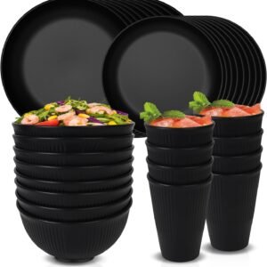 71ZQ372gz9L._AC_SL1500.jpg 48 Pcs Dinnerware Sets, Unbreakable Plates and Bowls Sets, Reusable Dinnerware Sets for 4 People, Travel Camping Picnic Home Party Cutlery Set, Dishwasher Microwave Safe Dishes