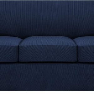 71ZsjI5s20L._AC_SL1500.jpg H.VERSAILTEX 3 Piece Stretch Sofa Covers for 2 Cushion Sofa Couch Covers for Living Room Furniture Cover (Base Cover Plus 2 Seat Cushion Covers) Thicker Jacquard Fabric(Large Sofa, Grey)