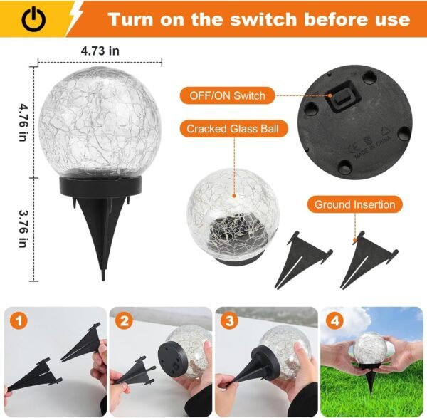 71_J7couc0L._AC_SL1500.jpg Solar Globe Lights Outdoor Waterproof-Solar Balls-Solar Garden Lights-Solar Orbs for Outside 2 Pack Cracked Glass Ball for Lawn Patio Yard Backyard Decorations