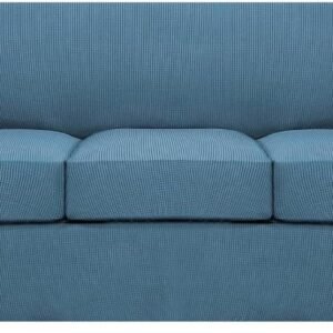 71a-1_n3wvL._AC_SL1500.jpg H.VERSAILTEX 3 Piece Stretch Sofa Covers for 2 Cushion Sofa Couch Covers for Living Room Furniture Cover (Base Cover Plus 2 Seat Cushion Covers) Thicker Jacquard Fabric(Large Sofa, Grey)