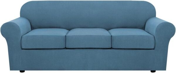 71a-1_n3wvL._AC_SL1500.jpg H.VERSAILTEX 3 Piece Stretch Sofa Covers for 2 Cushion Sofa Couch Covers for Living Room Furniture Cover (Base Cover Plus 2 Seat Cushion Covers) Thicker Jacquard Fabric(Large Sofa, Grey)