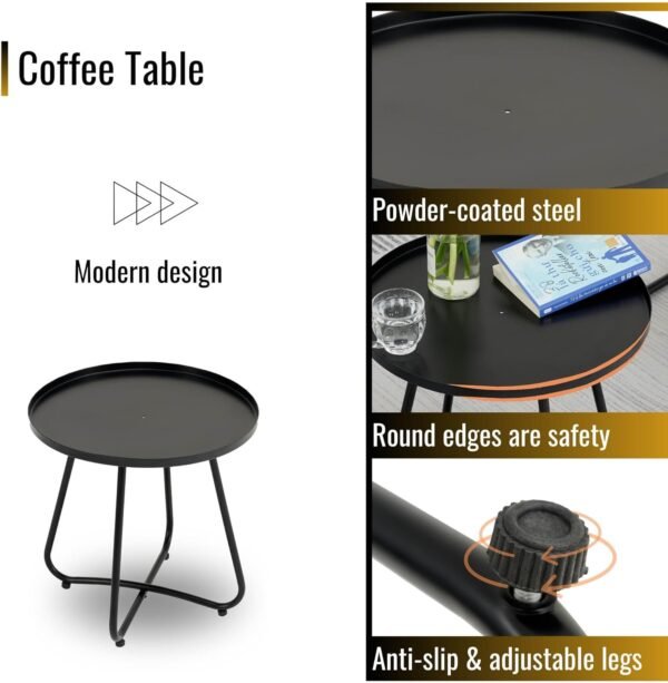 Outdoor Bistro Furniture, 3 Piece Patio Set, PE Rattan Wicker Chairs & Modern Round Table, Conversation Set for Porch, Backyard, Apartment, Balcony, Pool, Weather-Resistant