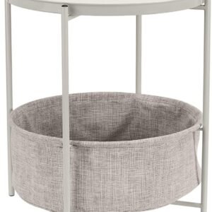 71bLf-pRNRL._AC_SL1500.jpg Amazon Basics Round Storage End Table, Side Table with Cloth Basket, Charcoal/Heather Gray, 17.7 x 17.7 x 18.9 in