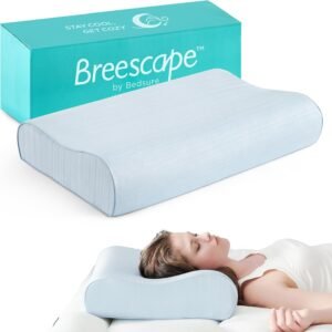 Bedsure Breescape Cervical Neck Pillow for Pain Relief - Contour Memory Foam Pillows for Sleeping, Odorless Ergonomic Pillow Adjustable Orthopedic Neck Support Pillow for Side, Back & Stomach Sleeper