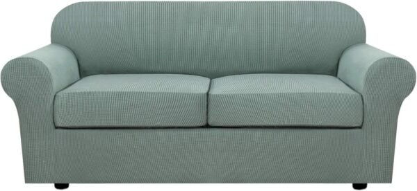 71bwO0nYIlL._AC_SL1500.jpg H.VERSAILTEX 3 Piece Stretch Sofa Covers for 2 Cushion Sofa Couch Covers for Living Room Furniture Cover (Base Cover Plus 2 Seat Cushion Covers) Thicker Jacquard Fabric(Large Sofa, Grey)