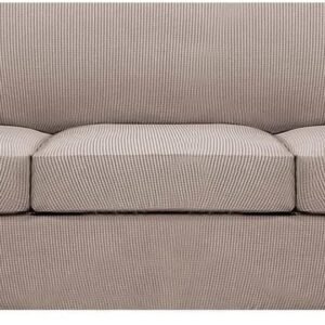 71c2RvcXYTL._AC_SL1500.jpg H.VERSAILTEX 3 Piece Stretch Sofa Covers for 2 Cushion Sofa Couch Covers for Living Room Furniture Cover (Base Cover Plus 2 Seat Cushion Covers) Thicker Jacquard Fabric(Large Sofa, Grey)
