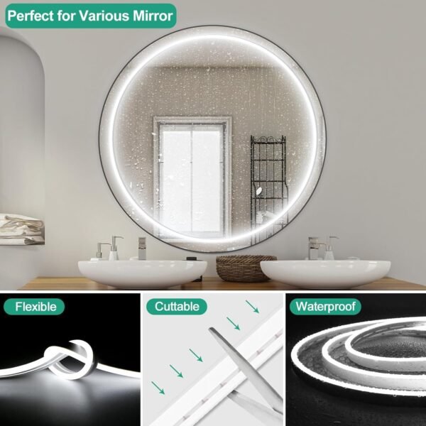 71cJYhGDtJL._AC_SL1500.jpg Lamomo LED Vanity Lights for Mirror, Modern Hollywood Style Makeup Light, 13ft Bright White Dimmable Waterproof Flexible Strip Lights for Bathroom, Makeup Table, Dressing Room(Mirror Not Included)