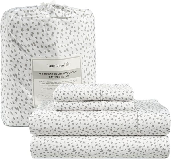 LANE LINEN Queen Sheet Set, 4 Pc Queen Size Sheets Set, 450 Thread Count 100% Cotton Sheets, Cooling Sheets Queen Size, Soft and Breathable Bed Sheets Queen, Deep Pocket Queen Sheets - Ivory