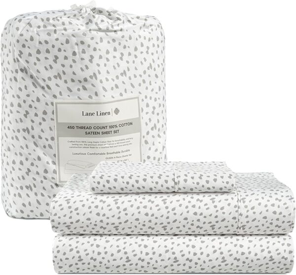 LANE LINEN Queen Sheet Set, 4 Pc Queen Size Sheets Set, 450 Thread Count 100% Cotton Sheets, Cooling Sheets Queen Size, Soft and Breathable Bed Sheets Queen, Deep Pocket Queen Sheets - Ivory