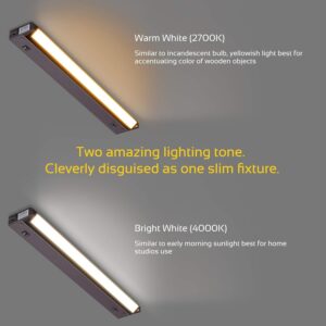 GETINLIGHT Inlight 16-inch Swivel LED Under Cabinet Lighting, 2 Color Levels, 2700K/4000K, Dimmable with Wall Dimmers, Plugged-in Only, Bronze Finished, IN-0109-4-BZ