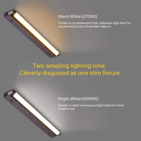GETINLIGHT Inlight 16-inch Swivel LED Under Cabinet Lighting, 2 Color Levels, 2700K/4000K, Dimmable with Wall Dimmers, Plugged-in Only, Bronze Finished, IN-0109-4-BZ