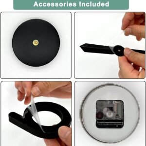 VREAONE Frameless DIY Wall Clock,Large Modern 3D Mirror Sticker kit for Home Living Room Bedroom Office Wall Decorations(Black)