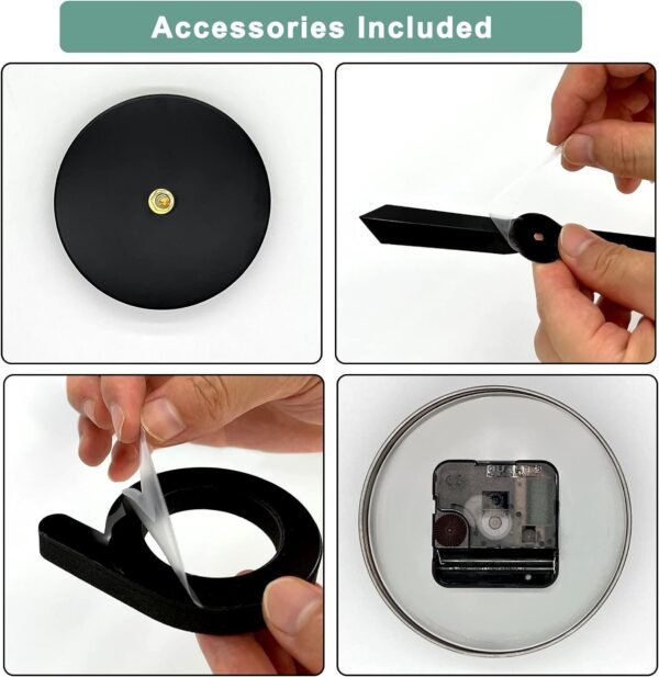 VREAONE Frameless DIY Wall Clock,Large Modern 3D Mirror Sticker kit for Home Living Room Bedroom Office Wall Decorations(Black)