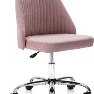 Sweetcrispy Armless Office Chair Cute Desk Chair, Modern Fabric Home Office Desk Chairs with Wheels Adjustable Swivel Task Computer Vanity Chair for Small Spaces