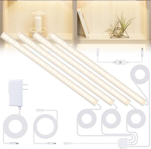 71f0T64PWQL._AC_SL1500.jpg 4PCS x 12inch Display Cabinet Lights Warm White, Dimmable LED Shelf Lighting with Memory Function, Bookshelf Lighting, LED Lights for Display Case/Pantry/Closet/Safe, 3000K